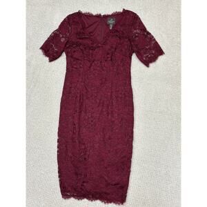 Adrianna Papell Burgundy Lace Midi Dress